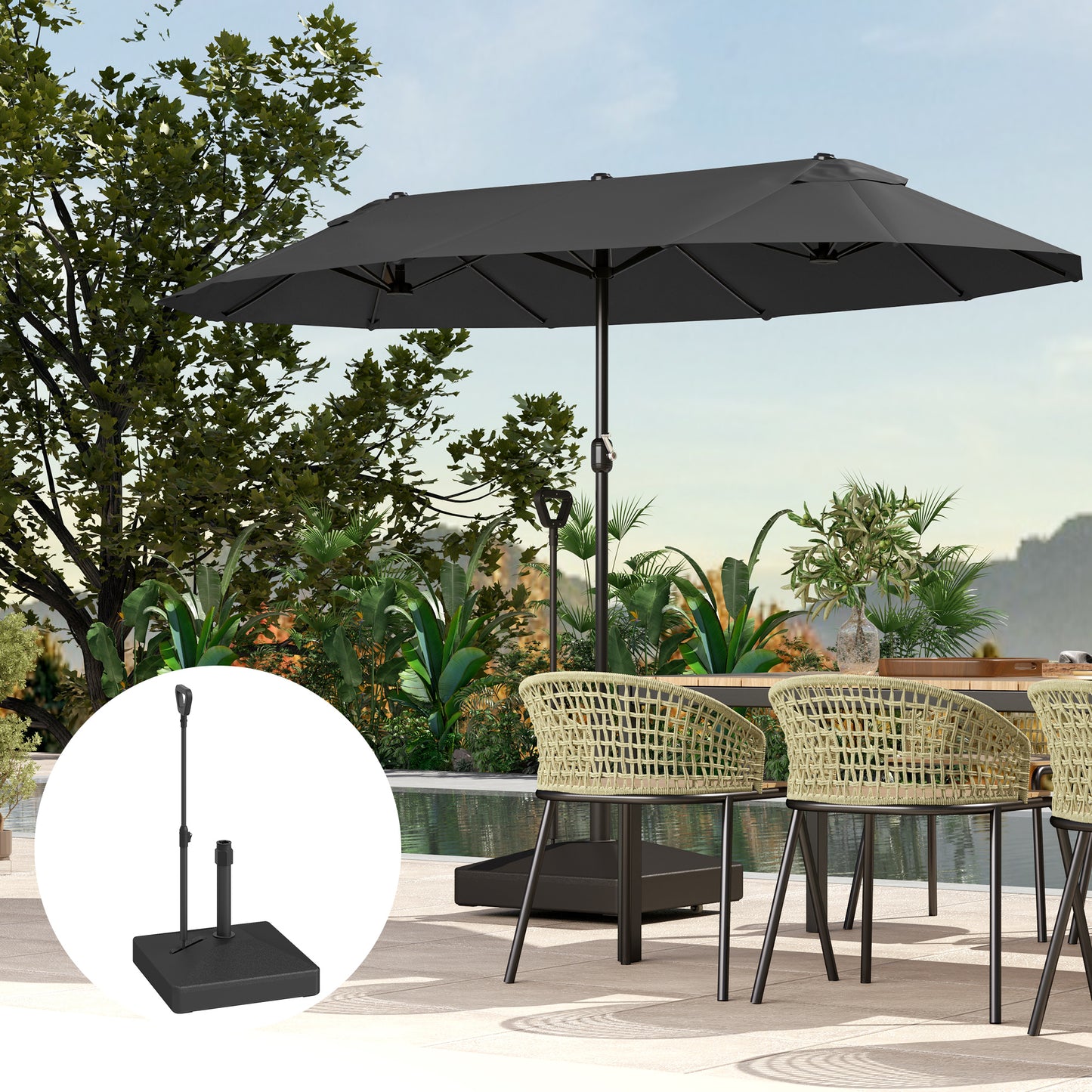 Outsunny Base Para Sombrilla Rellenable Con Agua 45l O Arena 55kg Negro_4