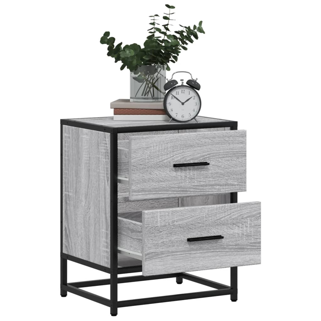 Mesita De Noche Madera De Ingeniería Gris Sonoma 40x31x50 Cm_2