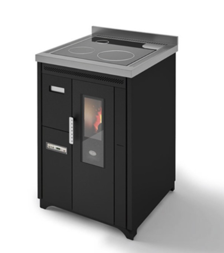 Eva Calòr Cocina Ventilada De Pellet Con Encimera De Acero Nina 901658700 Acabado Negro_0