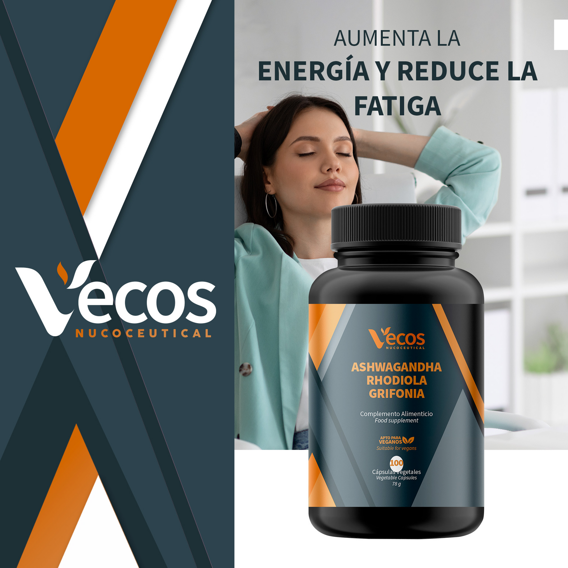 Ashwagandha Rhodiola Grifonia Vecos 100 Cápsulas | Estrés, Ánimo Y Equilibrio Diario | Con 5-htp_1