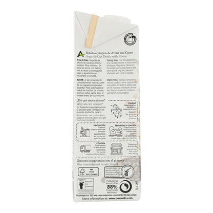 Pack de 12 Bebidas de Aveia Amandin com Cacau 1 L