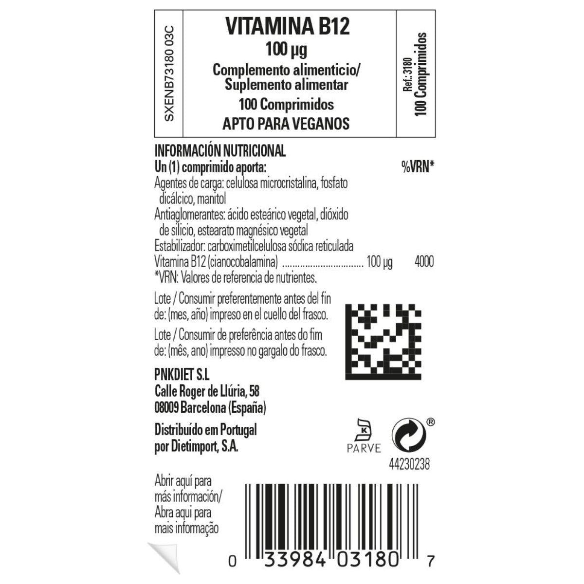 Vitamina B12 100 mcg Solgar 100 Comprimidos