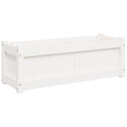 Jardinera De Madera Maciza De Pino Blanca 90x31x31 Cm_0