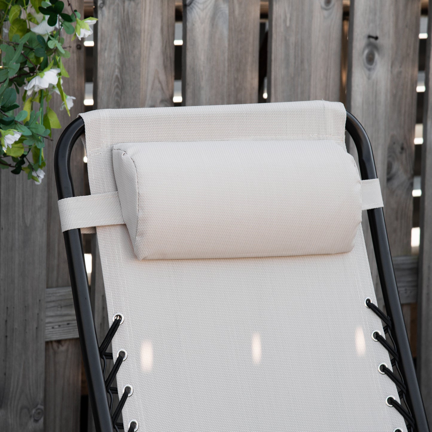 Outsunny 2 Sillas De Gravedad Cero Plegables Mesa Auxiliar Con Portavasos Beige_4