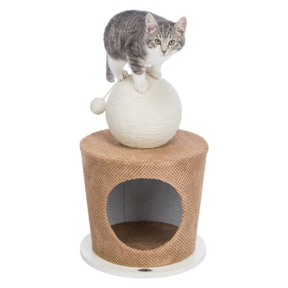 Trixie Cueva De Peluche Para Gatos Bola Para Rascar Gris Taupe 36x50cm_3
