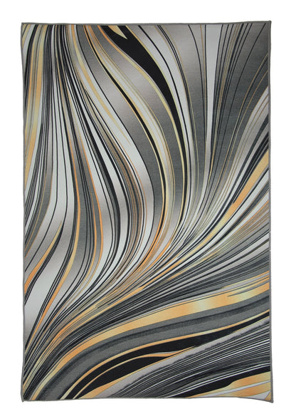 Alfombra Salón, Alfombra Dormitorio Pelo Suave Motivos Abstractos Gris, Negro, Amarillo 80x120cm- Decoración- Mobiliario Hogar_0