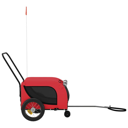 Remolque De Bicicleta Mascotas Hierro Tela Oxford Rojo Negro_4