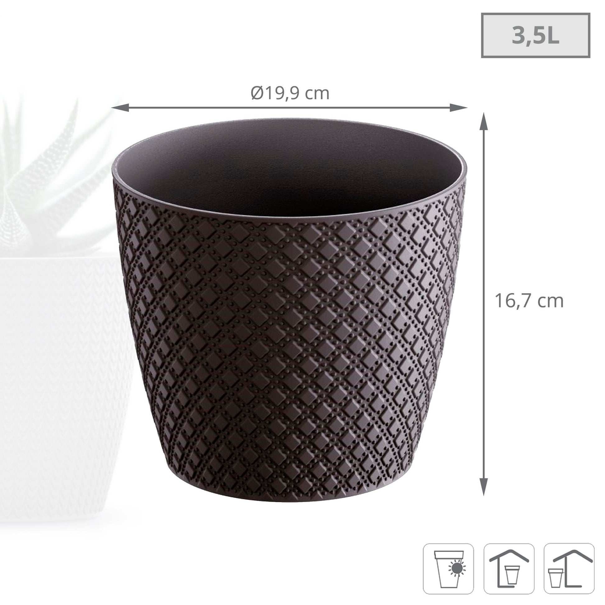 Maceta Orient 3,5l., Dimensiones (mm) 189x189x167, Color Antracita