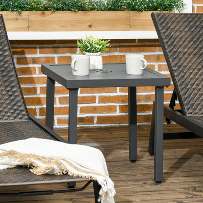 Outsunny Mesa De Jardín Cuadrada Con Orificio Para Sombrillas Ø45 Mm 51x51x51 Cm_1