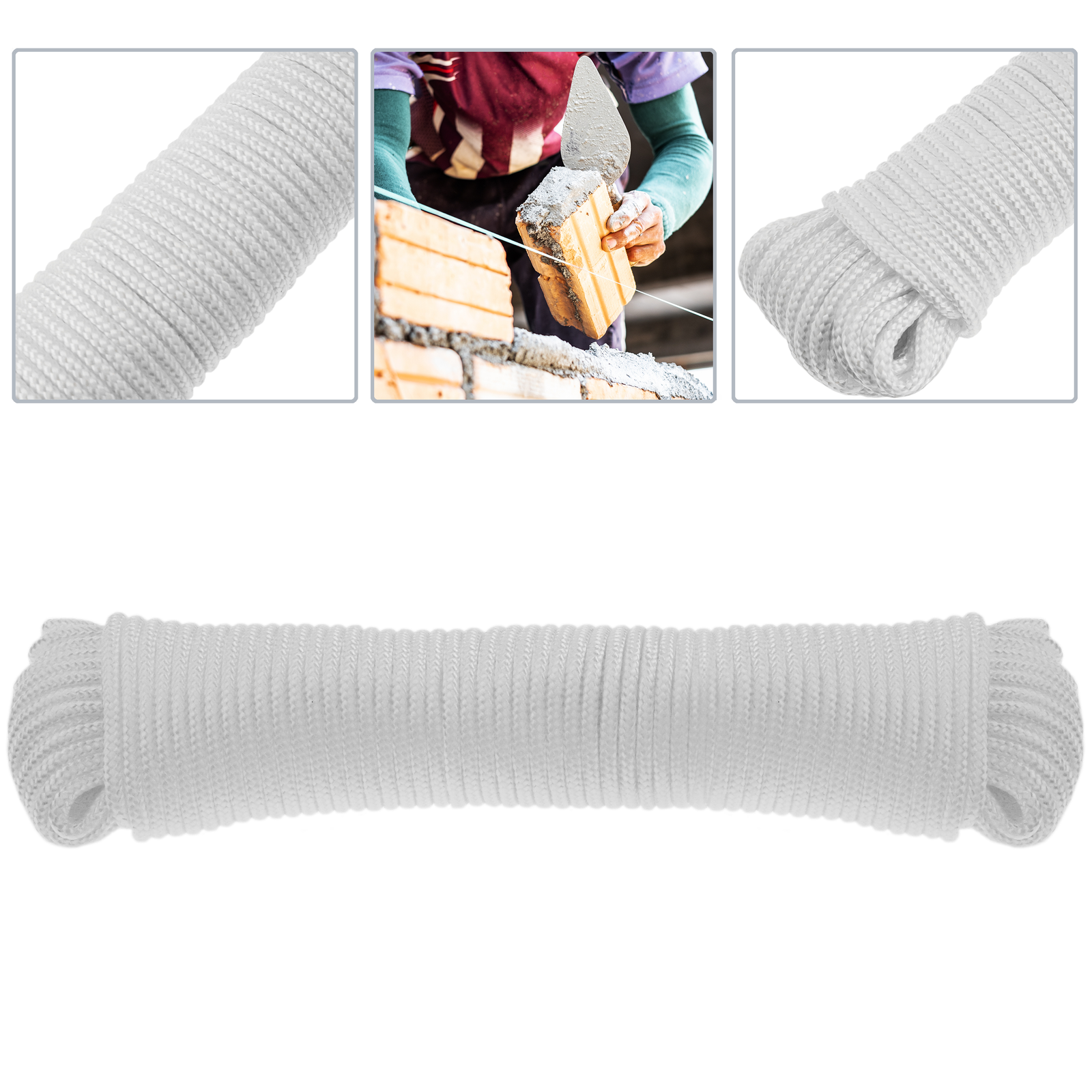 Cuerda Trenzada De Nailon 10 M X 3 Mm Blanca_1
