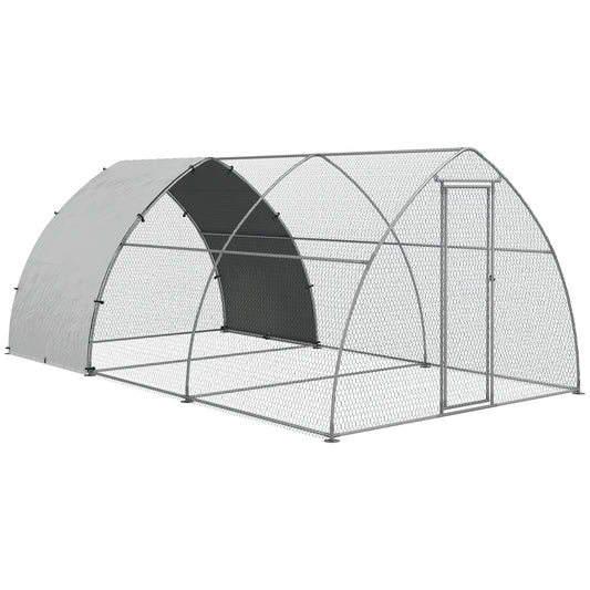 Pawhut Gallinero Para Exterior 304x560x220 Cm Cubierta De Tela Oxford Plata_0