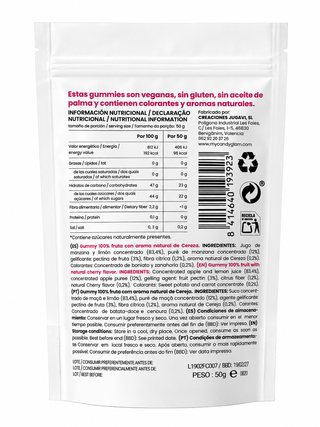 Gummies 100% Fruta Pack De 5 Cereza – Snack Saludable Vegano Sin Azúcares Añadidos_3