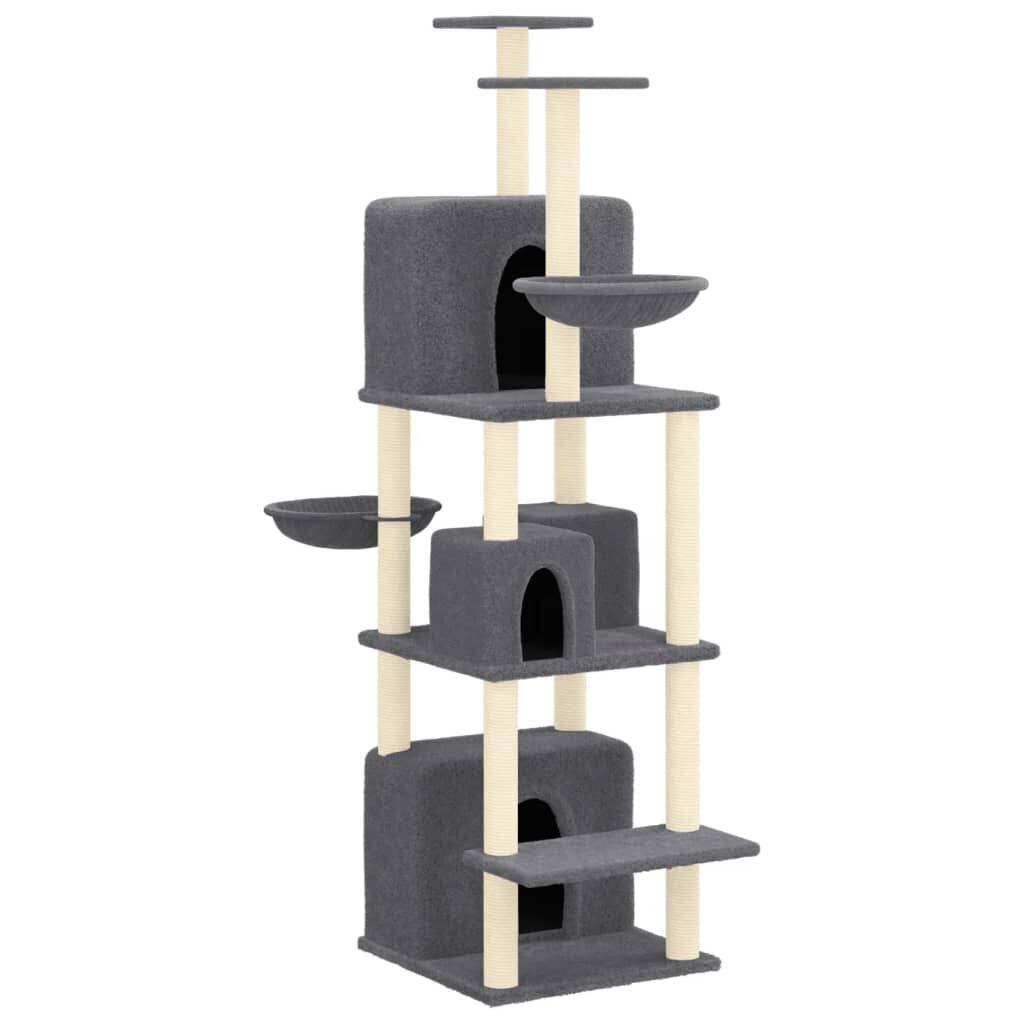 Vidaxl Rascador Para Gatos Con Postes De Sisal Gris Oscuro 180 Cm_0