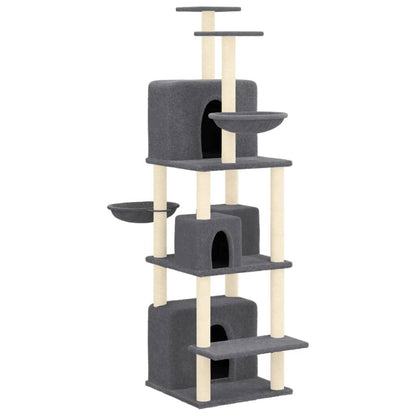 Vidaxl Rascador Para Gatos Con Postes De Sisal Gris Oscuro 180 Cm_0