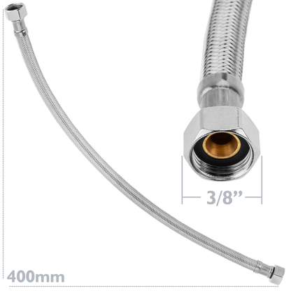 Latiguillo Metálico Flexible De Acero Inoxidable 3/8 Hembra A 3/8 Hembra De 40 Cm_1
