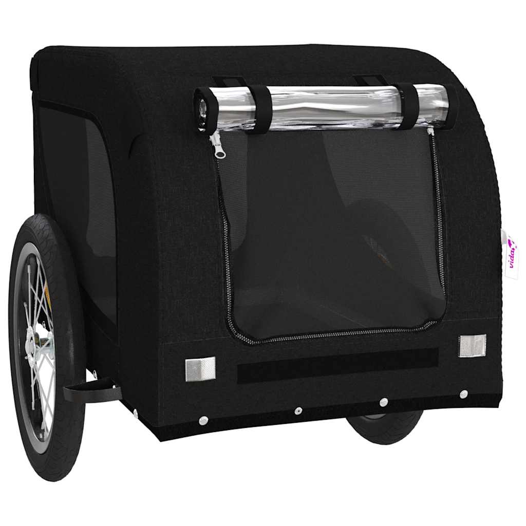 Remolque De Bicicleta Mascotas Hierro Tela Oxford Negro_3