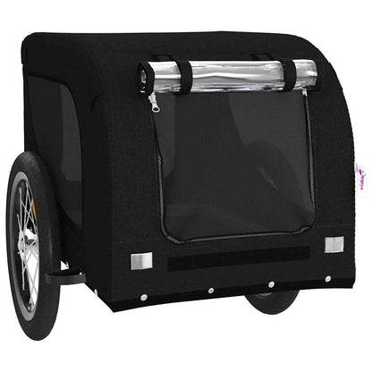 Remolque De Bicicleta Mascotas Hierro Tela Oxford Negro_3