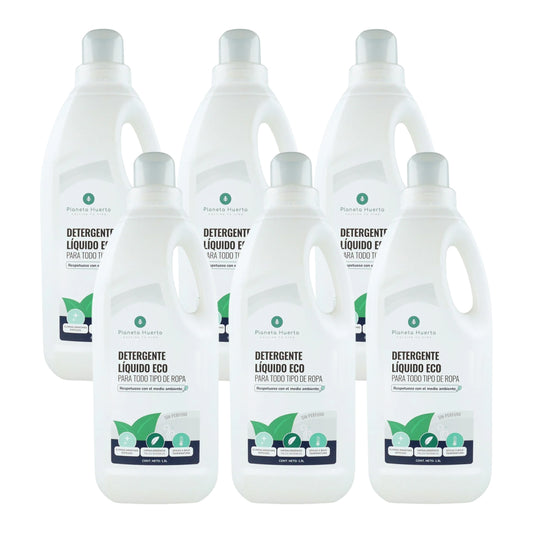 Pack de 6 Detergentes Líquidos para Roupa Planeta Huerto ECO Sem Perfume 1,5 Litros