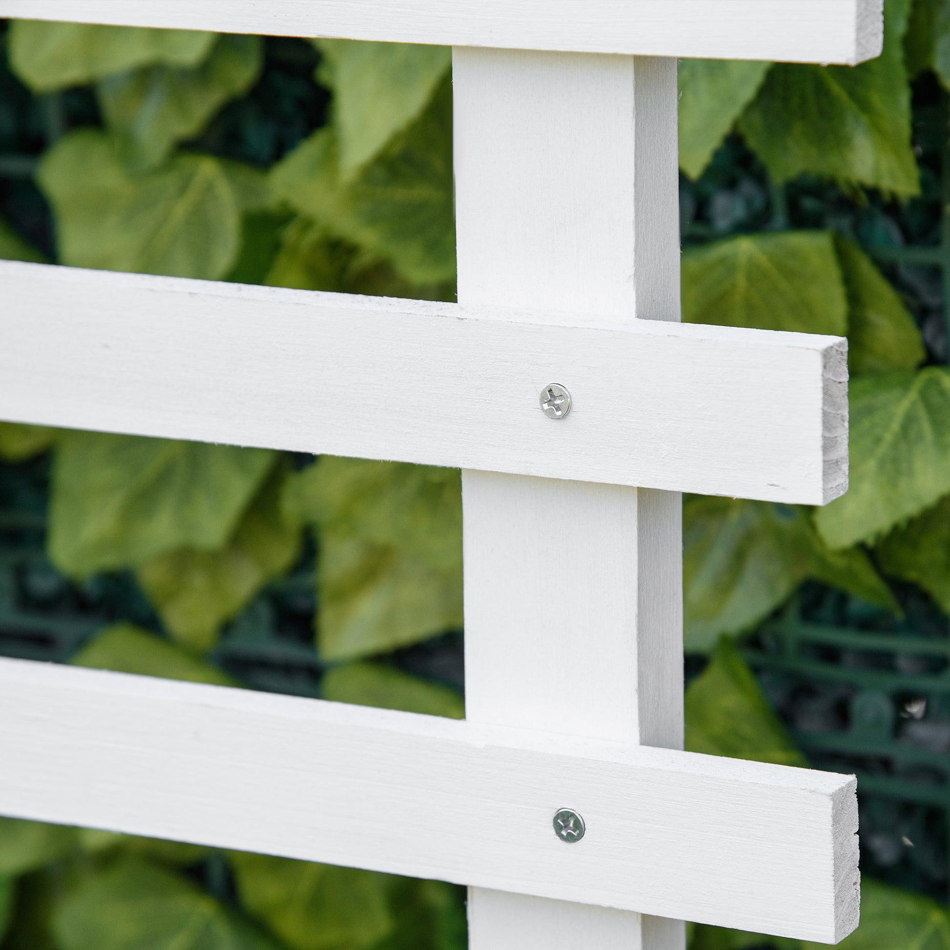 Outsunny Jardinera Con Enrejado Madera Con Ruedas Soporte Para Trepadora Blanco_4