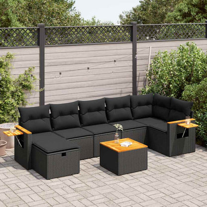 Set De Sofás De Jardín Y Cojines 8 Piezas Ratán Sintético Negro / Vetonek_4