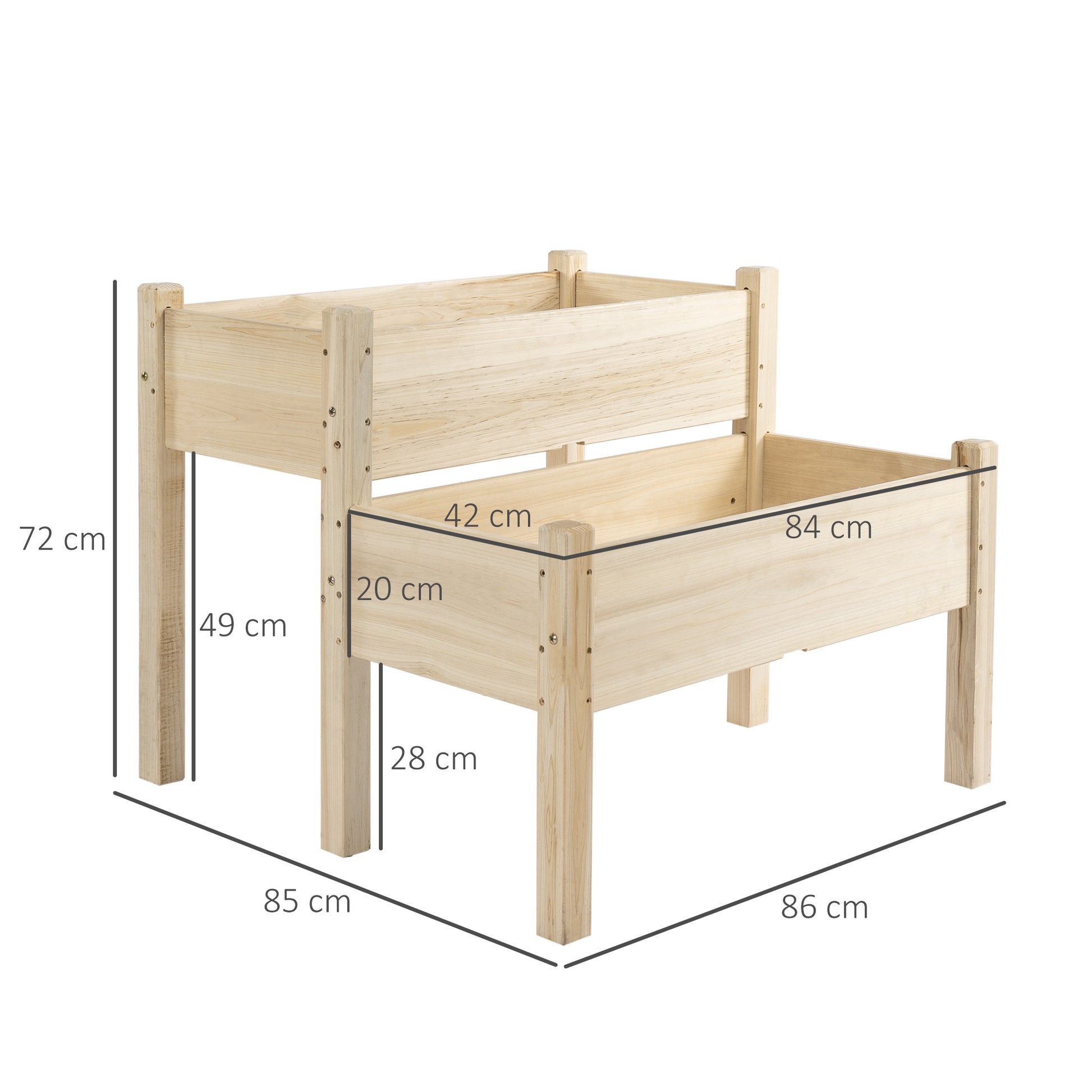 Outsunny Huerto Urbano Elevado De Madera De 2 Niveles Madera Natural_2