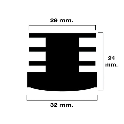 Contera Redonda Interior Negra 32mm. Blister 4 Piezas.