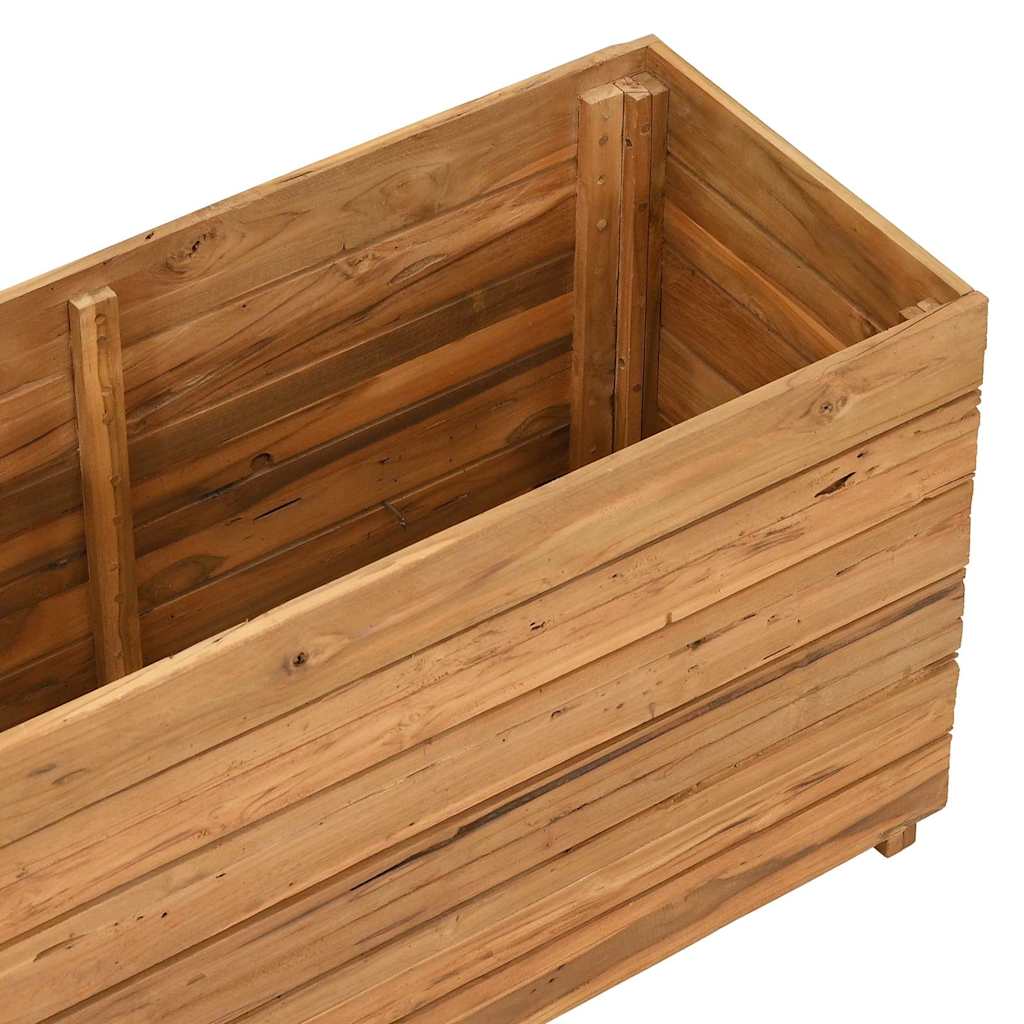 Arriate Elevado Madera De Teca Reciclada Y Acero 100x40x55 Cm_4