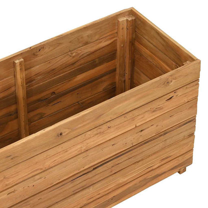 Arriate Elevado Madera De Teca Reciclada Y Acero 100x40x55 Cm_4