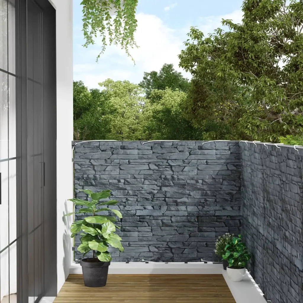 Pantalla De Privacidad De Balcón Pvc Look Piedra Gris 800x120cm / Vetonek_3