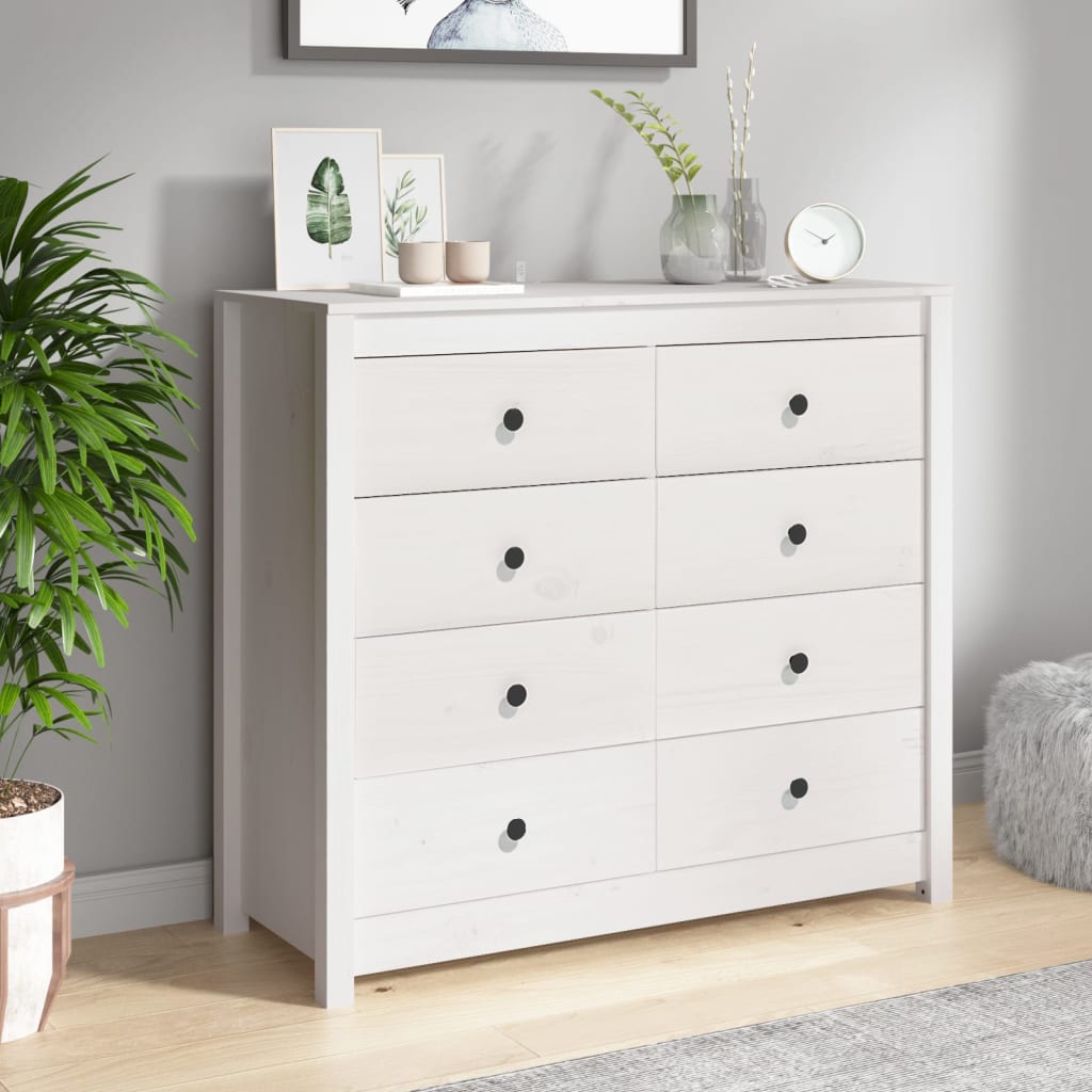 Armario Auxiliar Madera Maciza De Pino Blanco 100x40x90 Cm / Vetonek_1
