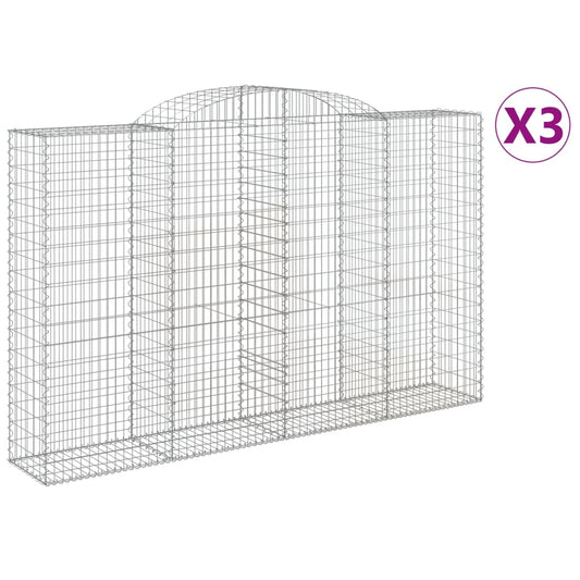 Cestas De Gaviones 3 Uds Forma De Arco Hierro 300x50x180/200 Cm_0