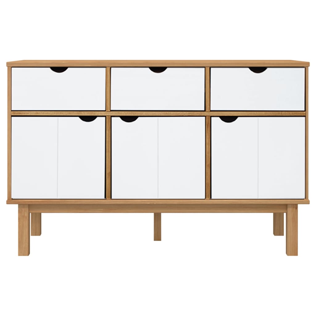Aparador Otta Madera Maciza Pino Marrón Y Blanco 114x43x73,5 Cm / Vetonek_4