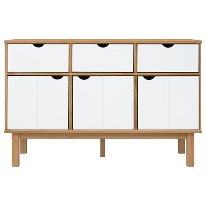 Aparador Otta Madera Maciza Pino Marrón Y Blanco 114x43x73,5 Cm / Vetonek_4