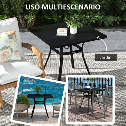 Outsunny Mesa De Jardín Con Estructura De Acero 80x80x72 Cm Negro_5