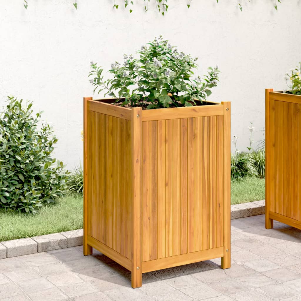 Jardinera Con Forro Madera Maciza De Acacia 50x50x75 Cm_2