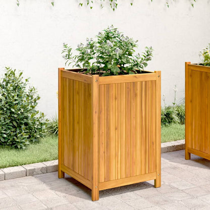 Jardinera Con Forro Madera Maciza De Acacia 50x50x75 Cm_2
