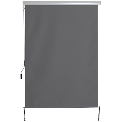 Outsunny Toldo Vertical Enrollable De Manivela Interior Exterior 140x250cm Gris_0