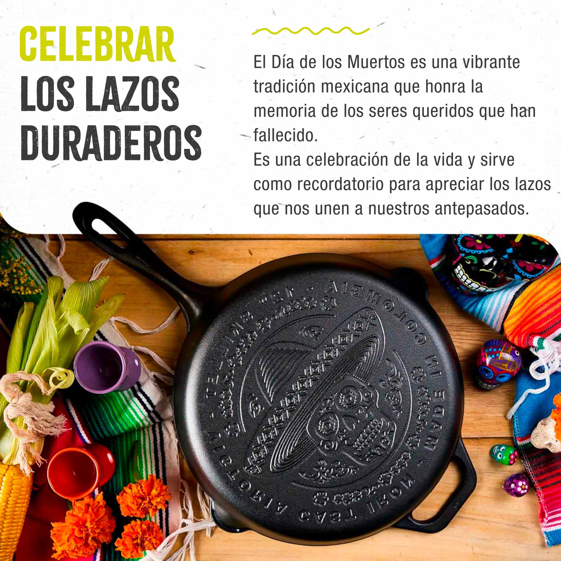 Victoria Sartén Hierro Fundido Curado Diseño Calaca Inducción 30cm Apta Fuego, Horno Cast Iron Skillet, Calaca, Negro_4