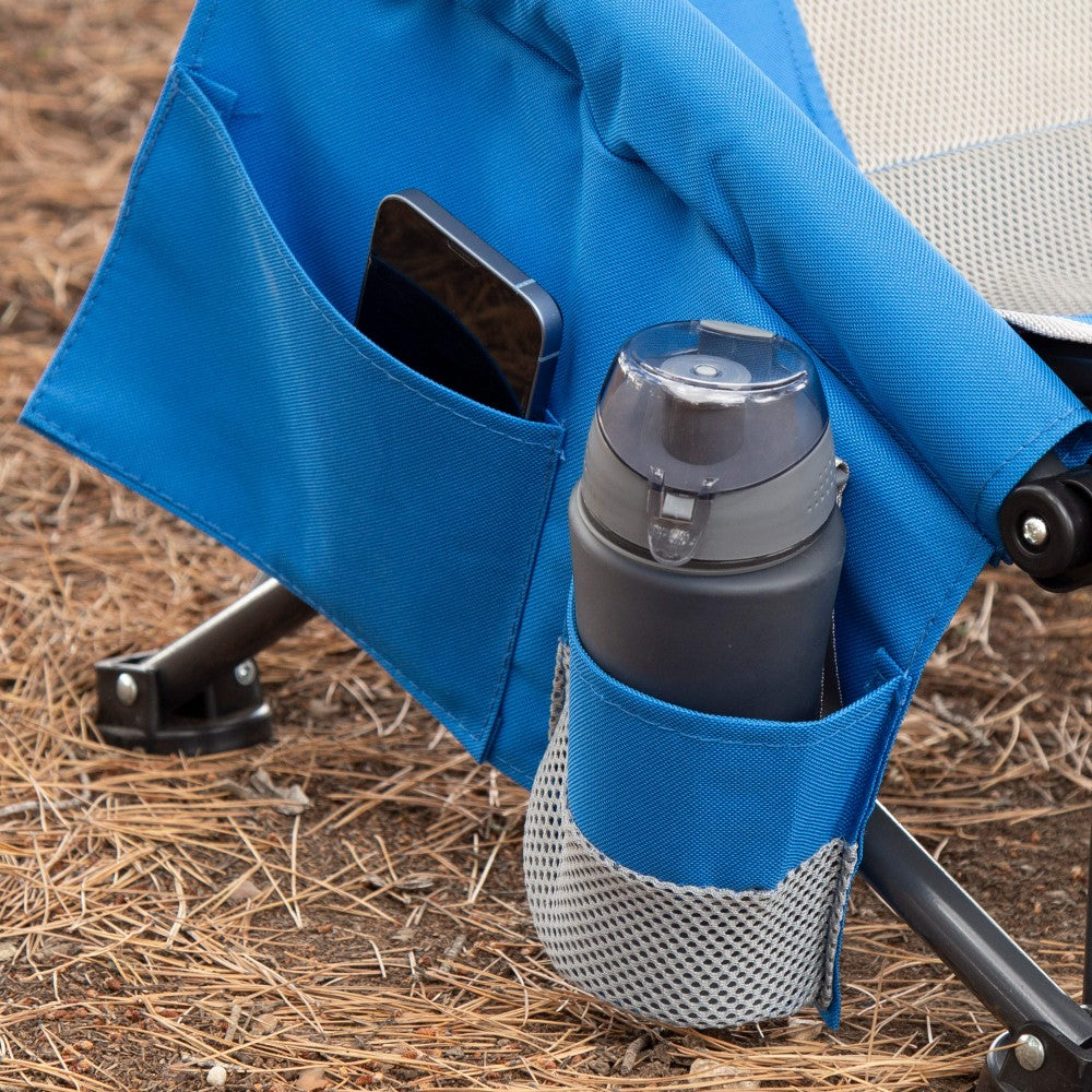 Aktive Silla Plegable Baja Y Transpirable Azul C/bolsillo Y Posavasos_2