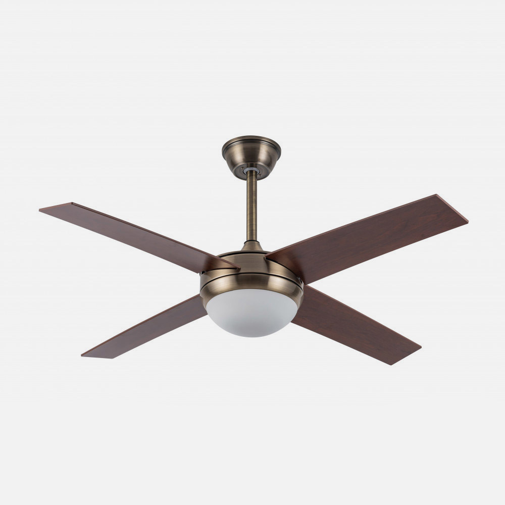Ventilador Dc Ciro 2xe27 Cuero 4 Asp. Nogal 35/45x116,8d Remoto Y Temporizador_1