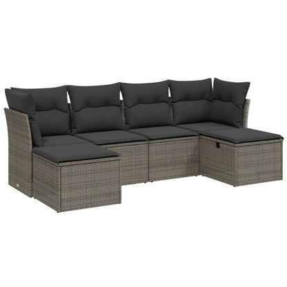 Set De Muebles De Jardín 6 Pzas Y Cojines Ratán Sintético Gris / Vetonek_1