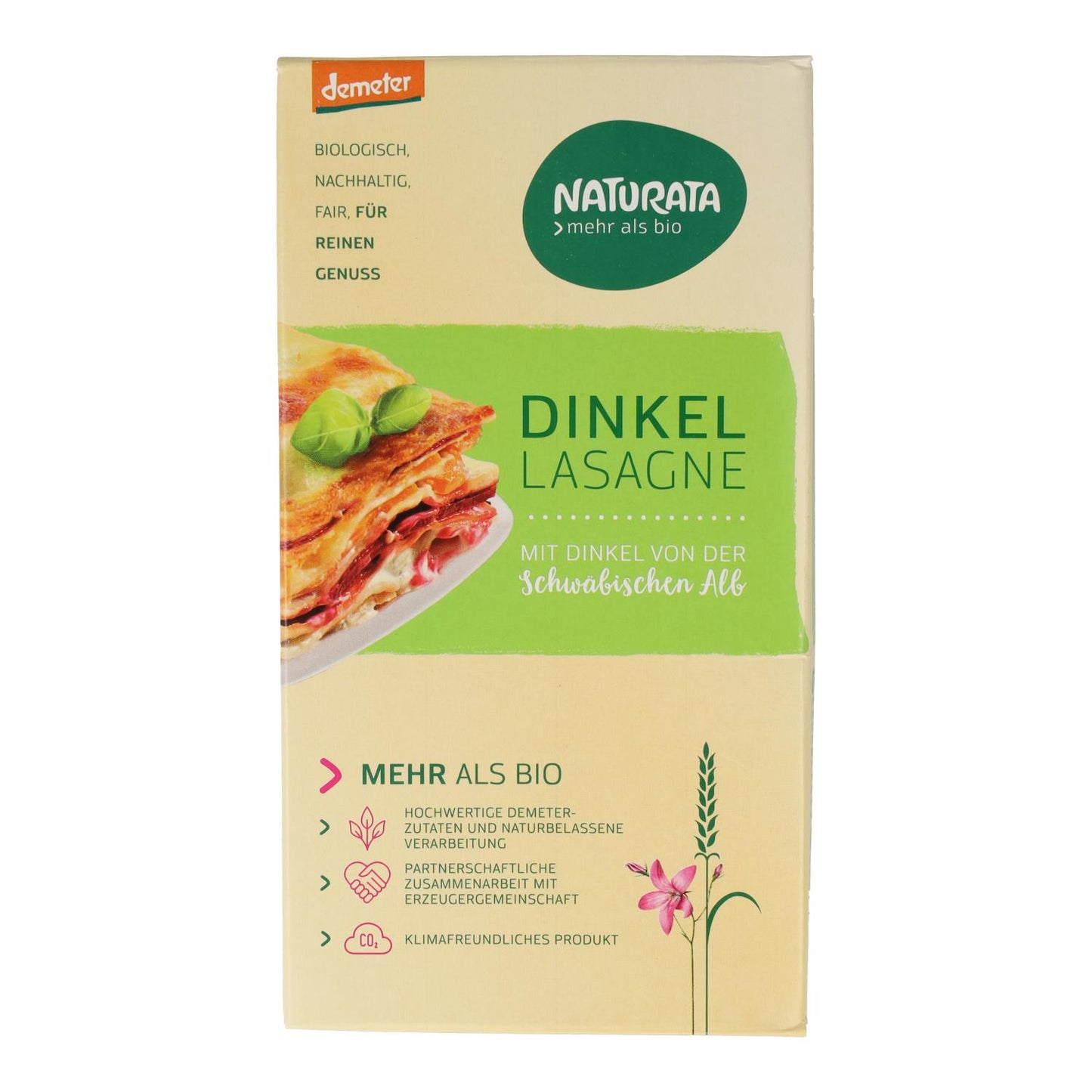 Folhas de Lasanha de Espelta Demeter Naturata 250 g