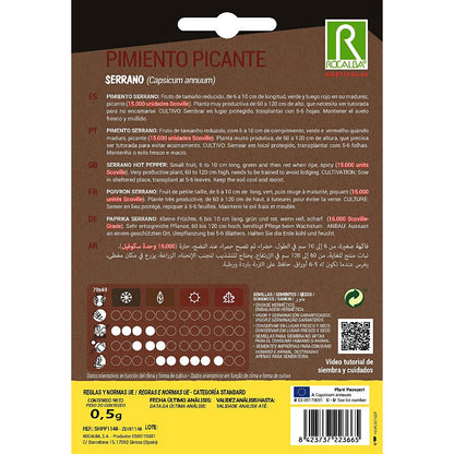 Sementes de Pimento Rocalba Serrano