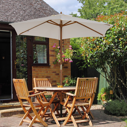 Outsunny Sombrilla De Jardín Ø250x230 Cm Con Poste Desmontable Crema_1