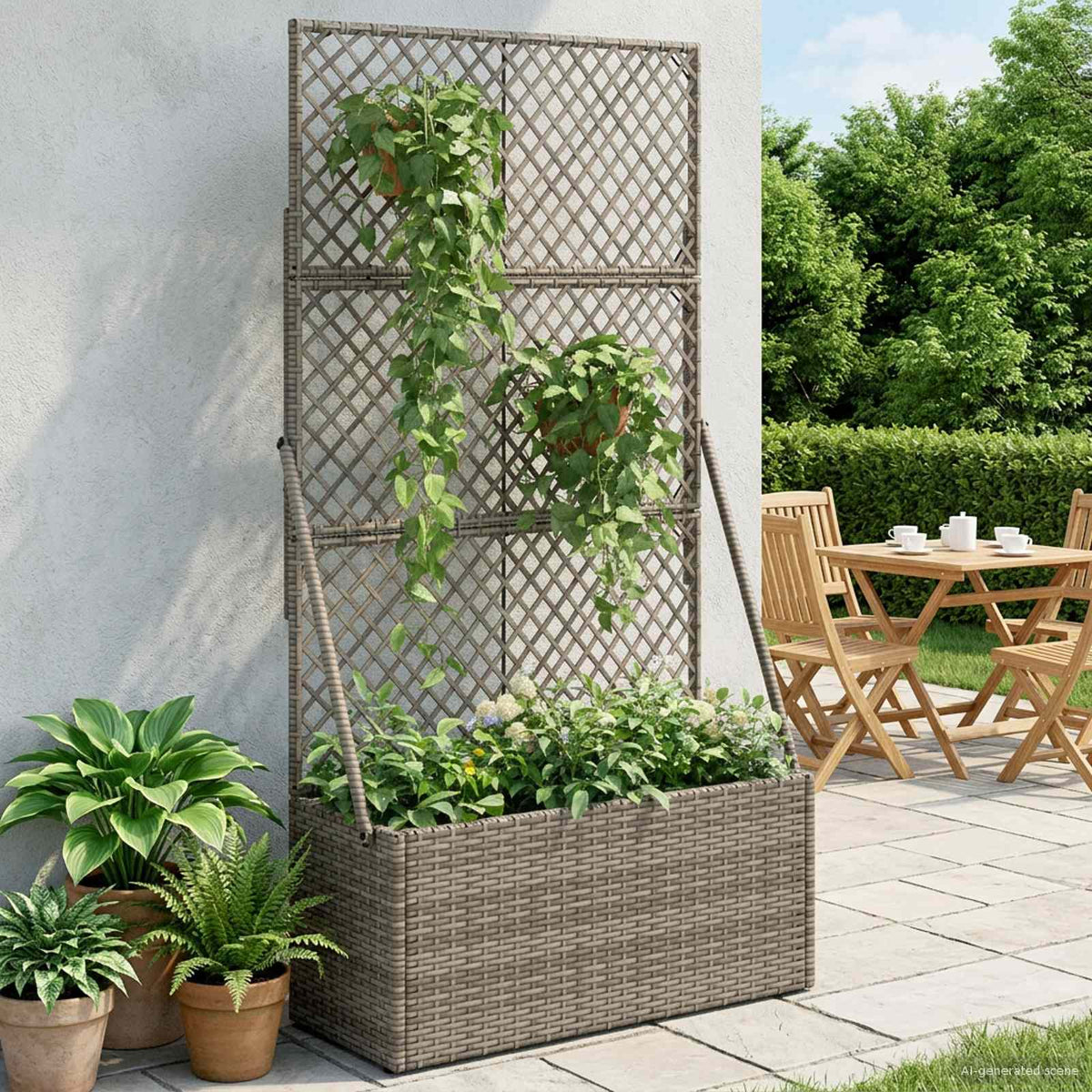 Maceta De Jardín Con Enrejado Gris 70 X 30 X 135 Cm_1