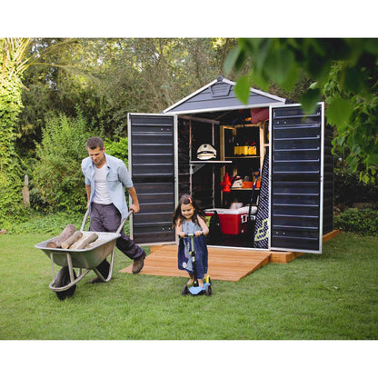 Telheiro de jardim com claraboia 229x185x217 cm cinzento escuro 