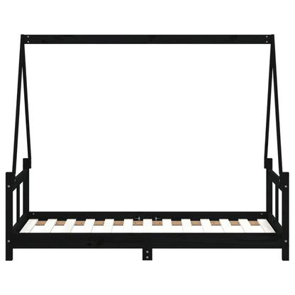 Estructura De Cama Para Niños Madera De Pino Negro 80x160 Cm / Vetonek_2