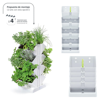 Macetero Vertical Prosperplast Mini Cascade De Plastico En Color Blanco 19,5 (largo) X 11,4 (ancho) X 47,5 (alto) Cm Con Tijeras De Jardin