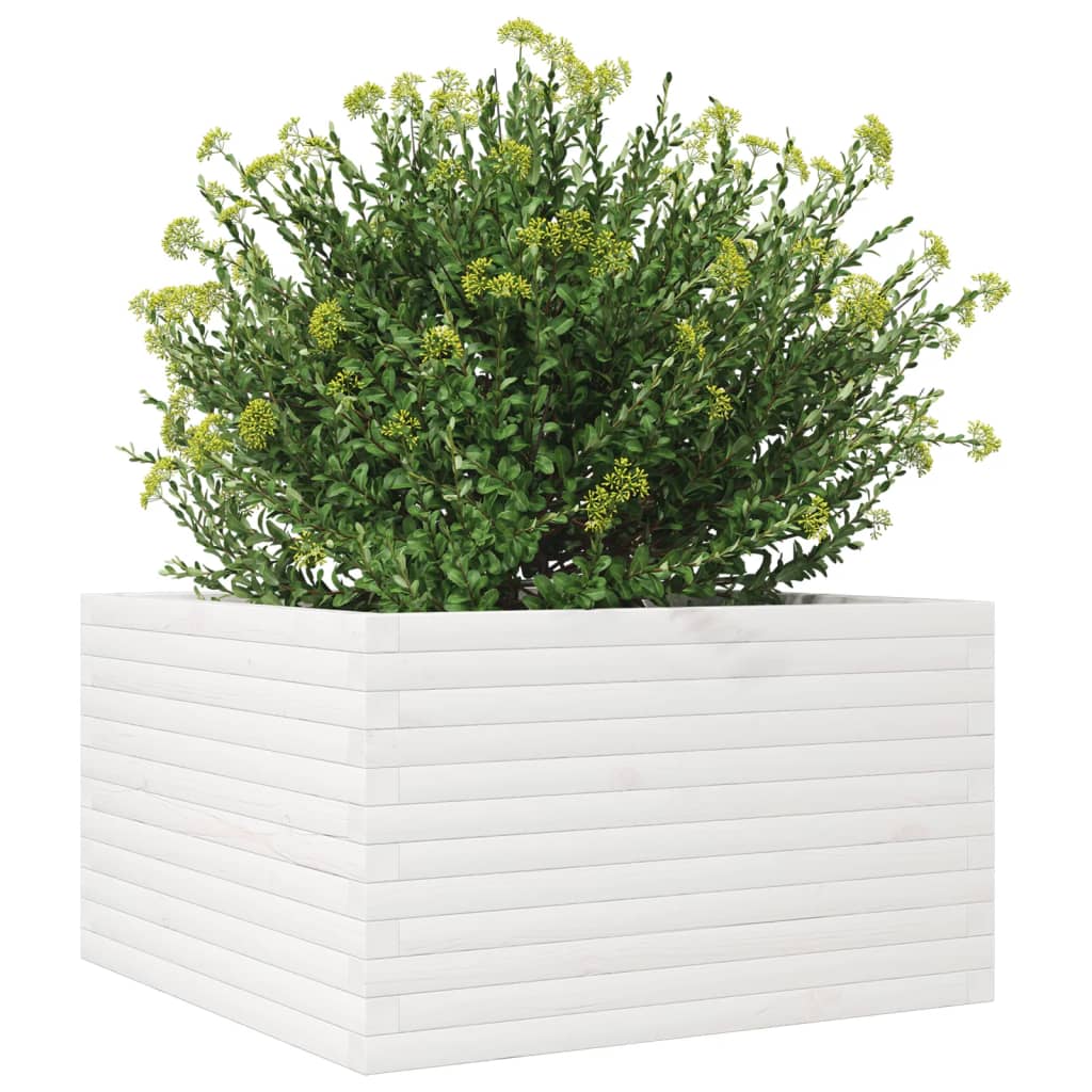 Jardinera Madera Maciza De Pino Blanco 80x80x45,5 Cm_3