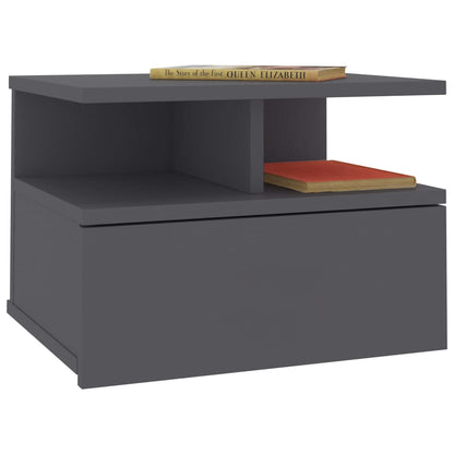 Mesita De Noche Flotante Madera De Ingeniería Gris 40x31x27 Cm_1